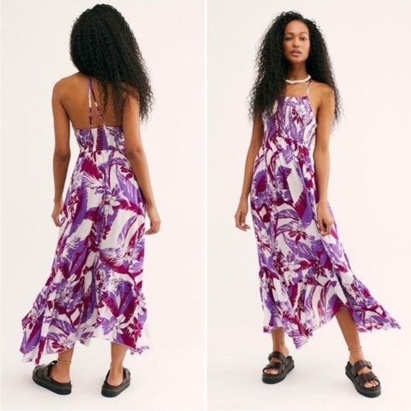 Free People Dresses & Skirts - Free People Intimately Heat Wave Printed Maxi Slip Dress in Purple Sz XS